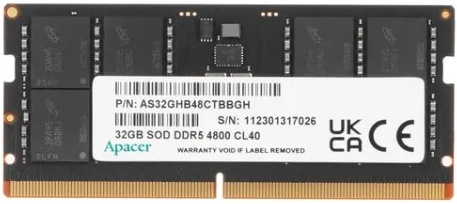 Модуль памяти Apacer DDR5 SO-DIMM 32GB 4800Мгц (AS32GHB48CTBBGH)