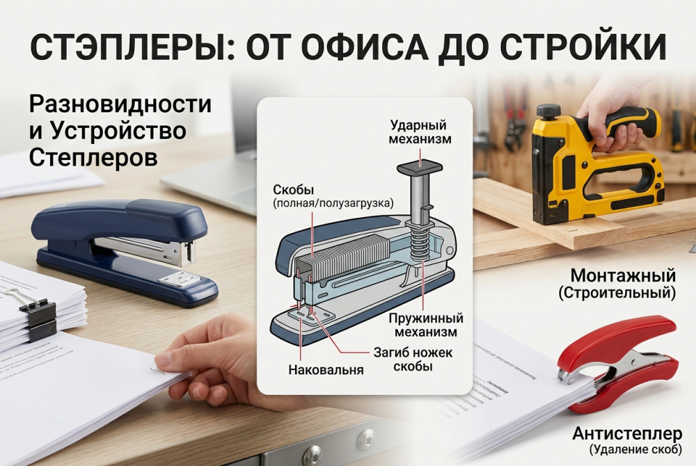 Степлеры и антистеплеры: разновидности, особенности, применение