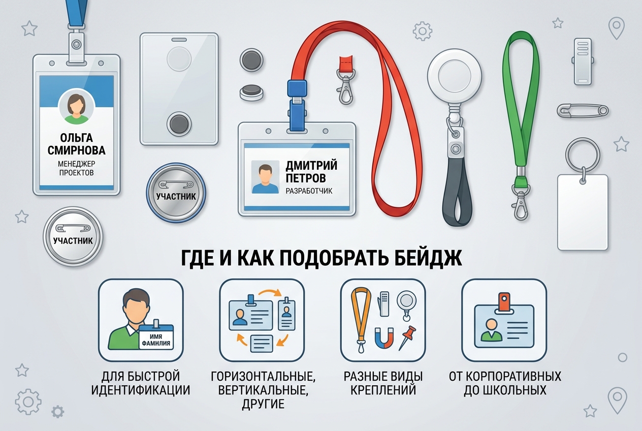 Бейджи и держатели