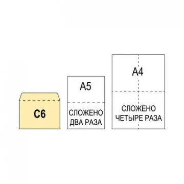 Конверт белый С6 стрип 114х162 80г КОМУС 1000шт/ уп