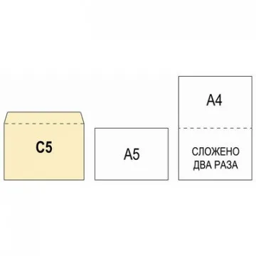Конверт белый С5 стрип 162х229 80г КОМУС 100 шт/уп, 12 уп/кор