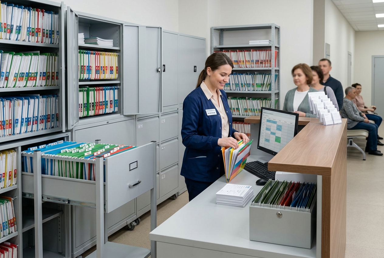 Организация картотеки в регистратуре поликлиники