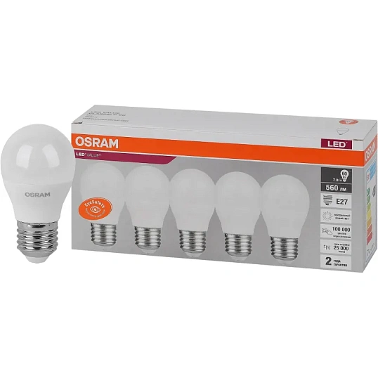 Лампа светодиодная OSRAM LVCLP60 7SW/840 230V E27 (5 шт/уп)