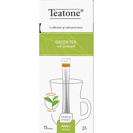 Чай Teatone зеленый в металл.стике 15шт/уп. 736
