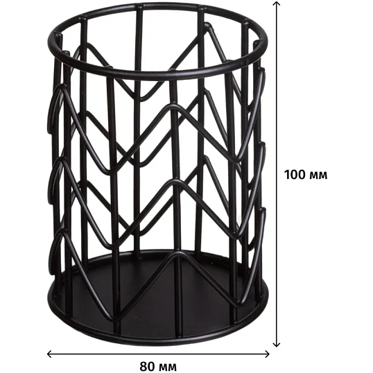 Подставка-стакан для письм принадлежностей Attache черн 80x100мм металл