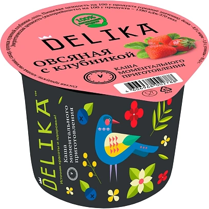Каша Delika овсяная с клубникой, 43г