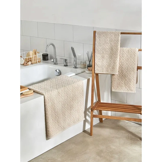 Полотенце махровое банное жаккард 70х120 см ,500 г/м2, Бежевый