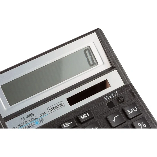 Калькулятор настольный ПОЛНОРАЗМЕРНЫЙ AttacheAF-888,12р,дв.пит204x158мм,ч/с
