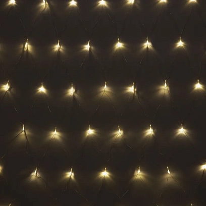 Гирлянда светодиодная теплый желтый, 96LED(1,5х1,5м) прозр пров  IP20