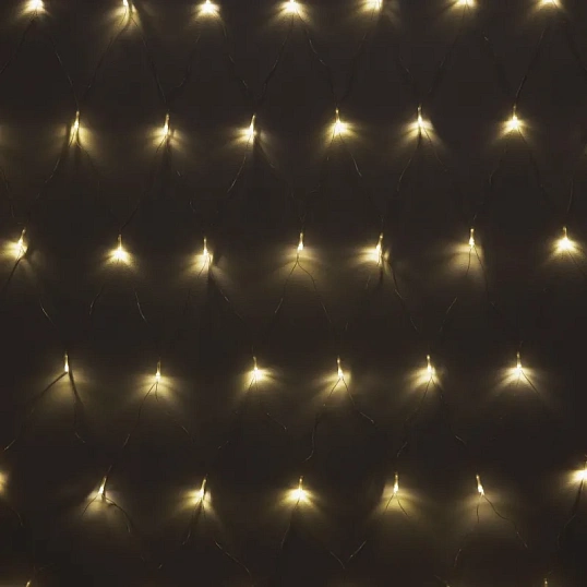 Гирлянда светодиодная теплый желтый, 96LED(1,5х1,5м) прозр пров  IP20