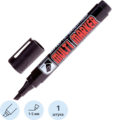 Маркер перманентный Crown Multi Marker 5 мм скошенный черный