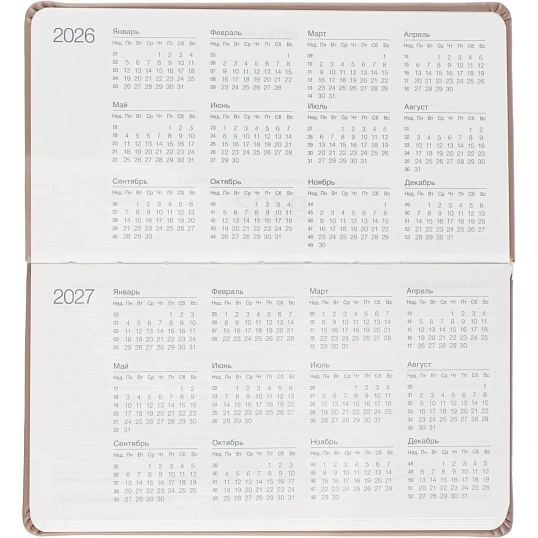 Еженедельник датированный 2026 IF 16х9см 64л, мягк Success I1835/beige
