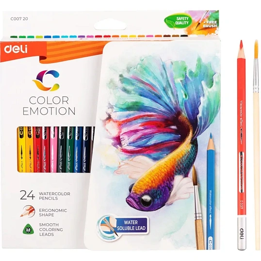 Карандаши акварельные Deli Color Emotion липа 24 цв/наб EC00720