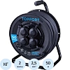 Удлинитель Topfort пласт. КГ 2x2,5 кв.мм 50м 16А 4 гнезда б/з.,с/загл.,IP44