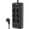 Сетевой фильтр AGNI 6р/2м,черный,3USB-A+1USB-C(TP-FS4U6E-C-2m-black)