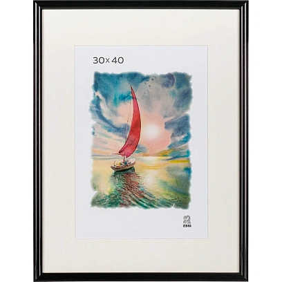 Рамка с паспарту, пластик, 30х40, черный цвет  508