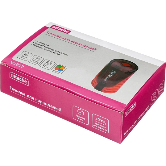 Точилка для карандашей, 1 отв, с контейнером, цв в ассорт, металл, пластик