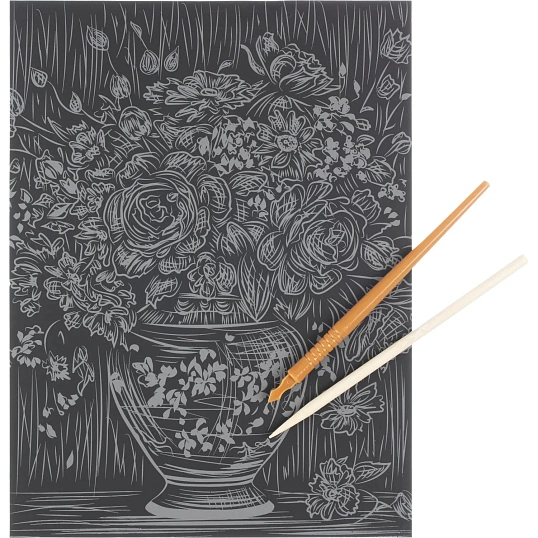 Гравюра Скретчинг Multiart  цветы, набор МУЛЬТИ АРТ SCRETCH-111551