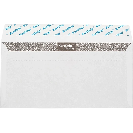 Конверт белый E65 стрип security 110х220 80г КОМУС 50шт/ уп