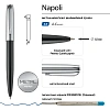 Ручка шариковая NAPOLI 1.0мм,син, корп.черн-сереб/фут.черн, 20-0383-03/09
