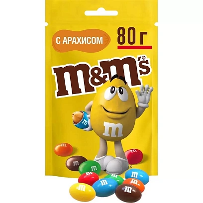 Драже M&M`s c арахисом и молочным шоколадом, 80 г