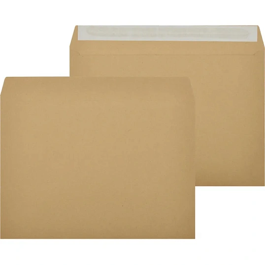 Конверт С4  из крафт бум. 90 г/м2 с силиконовой лентой, 25 шт/уп