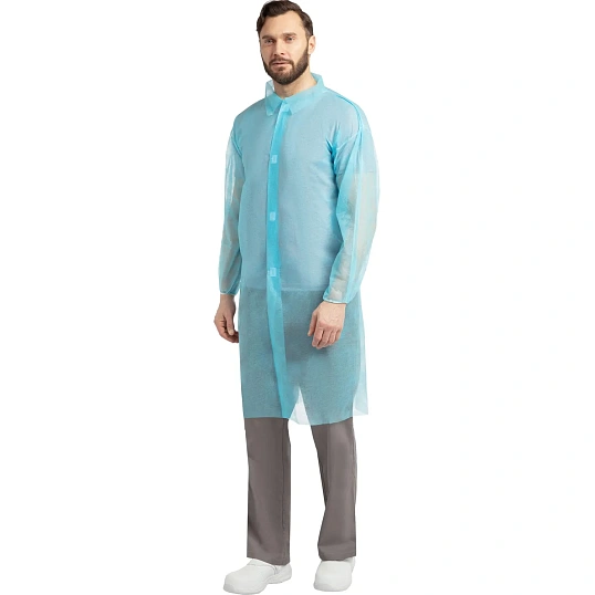 Халат на липучках 20гр/м2 р.XL, голубой (10шт/упак),арт.406-878-006,к