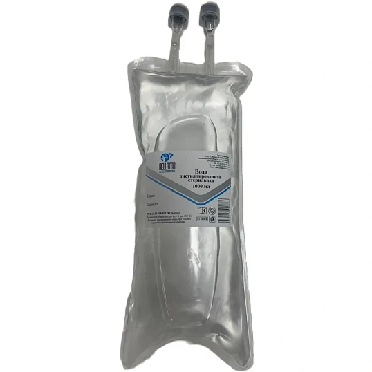 Вода дистиллированная стерильная 1000 мл контейнер полимерный,6 шт/уп