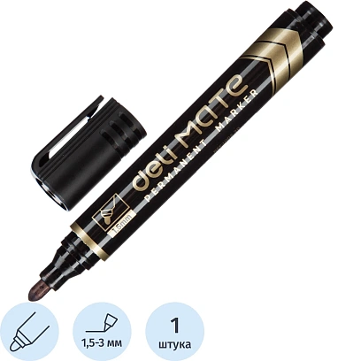 Маркер перманентный Deli Mate 1,5-3 мм черный кругл.нак.EU10220