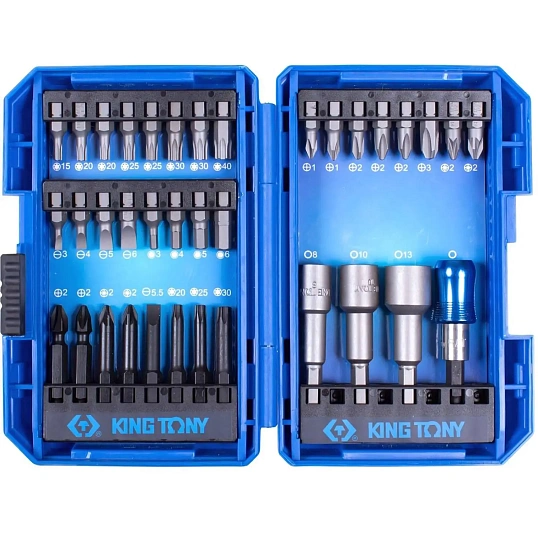 Набор бит 1/4, PH, PZ, Hex, Torx, Slotted,36 предметов KING TONY 1036MR