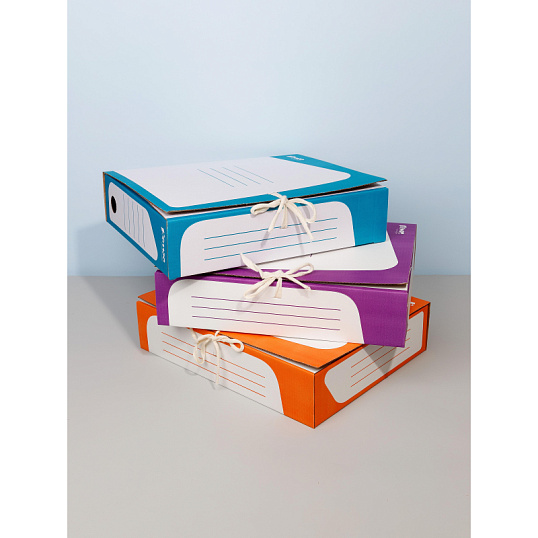 Короб архивный Комус гофрокартон, 75мм, бирюзовый корешок