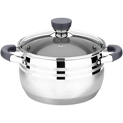 Кастрюля LARA (нерж) MERCURY 22см, 4.9л, индукц. дно, жароп.крышка LR02-473