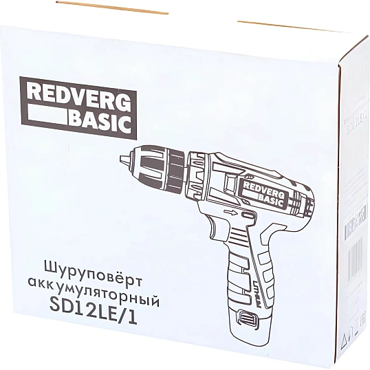 Дрель-шуруповерт акк. REDVERG Basic SD12LE/1 АКБ x Li-ion  (12В, 1.5 Ач)+ЗУ
