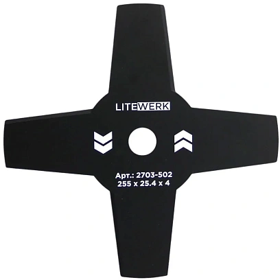 Нож для триммера 4х лопастной LiteWerk 255х25.4х4 (2703-502)