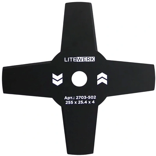 Нож для триммера 4х лопастной LiteWerk 255х25.4х4 (2703-502)