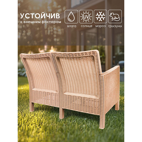Диван TDT_двухместный садовый капучино под ротанг