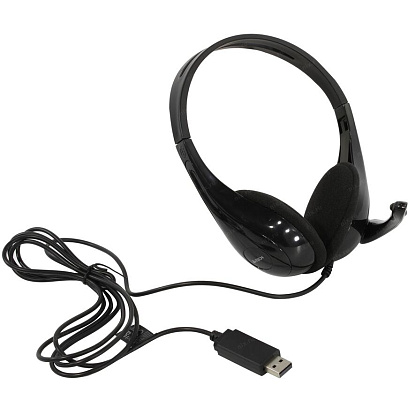 Гарнитура с микрофоном A4Tech HU-9 черный 1.8м накладные USB HU-9 (BLACK)