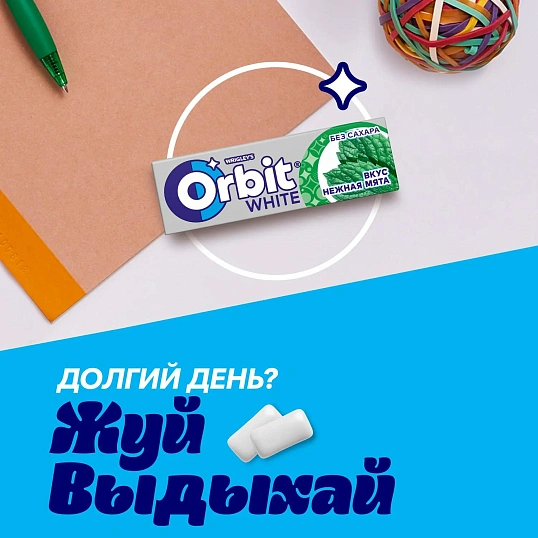 Жевательная резинка Orbit White Нежная мята без сахара,13,6гх30шт/уп