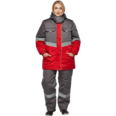 Костюм рабочий зимний жен з43-КПК крас/сер (р.52-54) 170-176 (серия З)