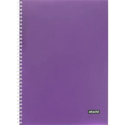 Тетрадь общая А4 96л Attache Metallic Фиолет клетка, греб, картон, фольга