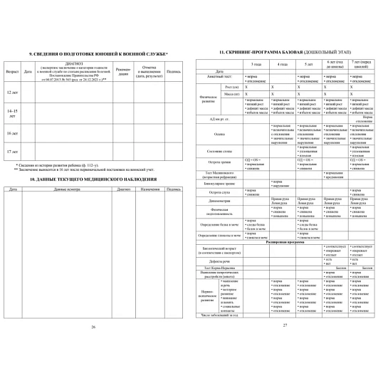 Карта медицинская ребенка А4,обл.мягк,,офсет, синий КЖ-112 2шт/уп