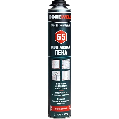 Пена монтажная проф DONEWELL 65, всесезонная, 1000 мл/850 г (209830)