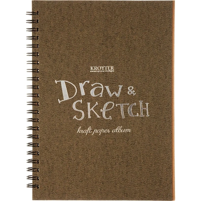 Скетчбук д/рис.и эскиз.Kroyter А5 40л,крафт,147х206,140гр,спир,тисн.фо07880