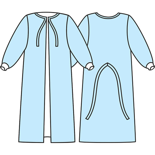 Халат хирург. н/с,рук.манжет, дл.140 см,пл.42,р.48-54,голуб, 2шт./уп,5053/2