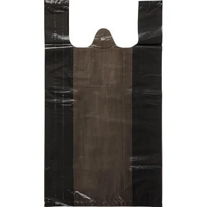 Пакет-майка УСИЛЕННЫЙ, ПНД, 40+18+70 см, черный, 30 мкм, 50 шт/уп