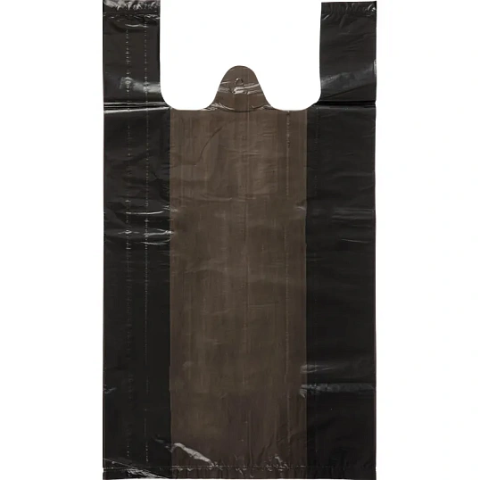 Пакет-майка УСИЛЕННЫЙ, ПНД, 40+18+70 см, черный, 30 мкм, 50 шт/уп