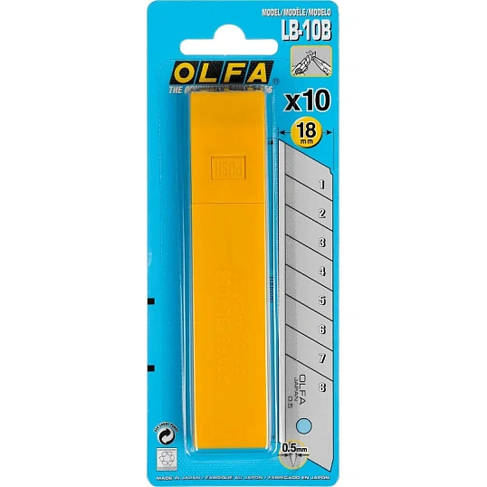 Лезвие OLFA сегментированное 18 мм, в боксе 10 шт/уп (OL-LB-10)