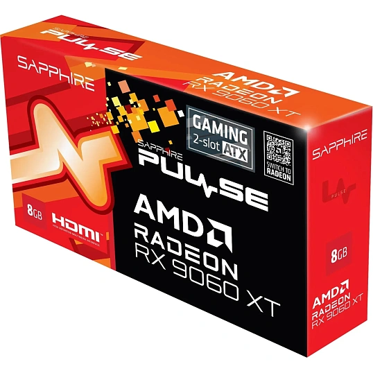 Видеокарта Sapphire RX9060XT PULSE 8GB GDDR6 128bit DP 2xHDMI(11350-05-20G)