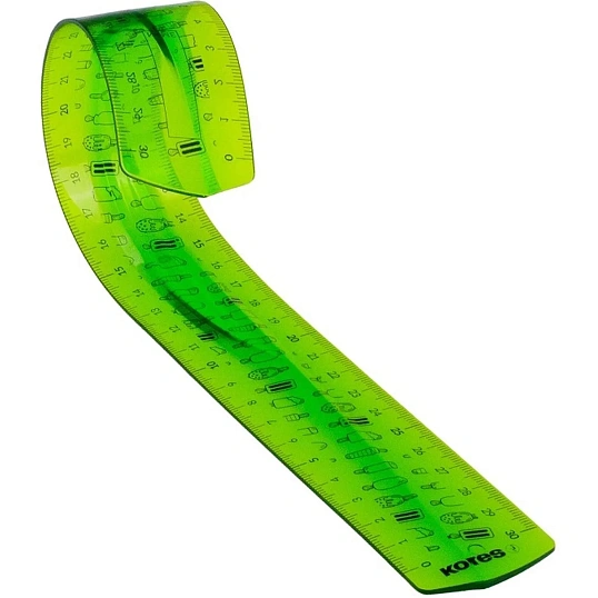 Линейка 30см Kores пластиковая повышенной гибкости цвет ассорти 42160