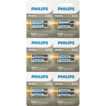 Батарейка Philips AAA LR03A12S/51 алкалин. 1,5v 2х6 шт/уп